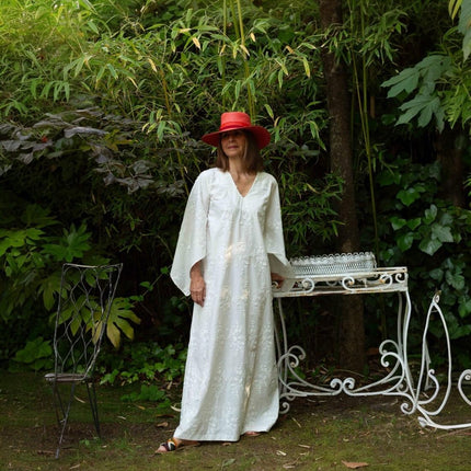 Caftán AMIRA Algodón Blanco bordado