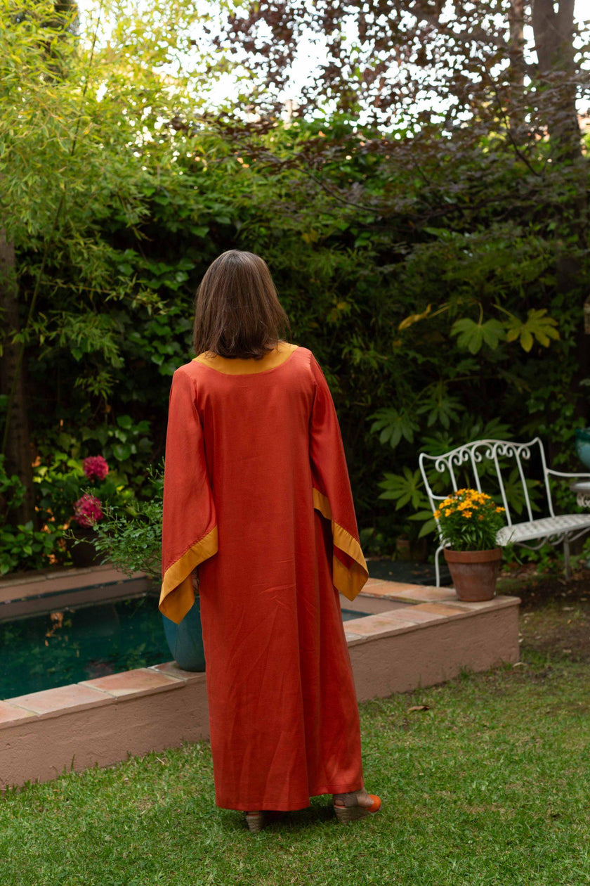 Caftán AMIRA Bicolor Naranja