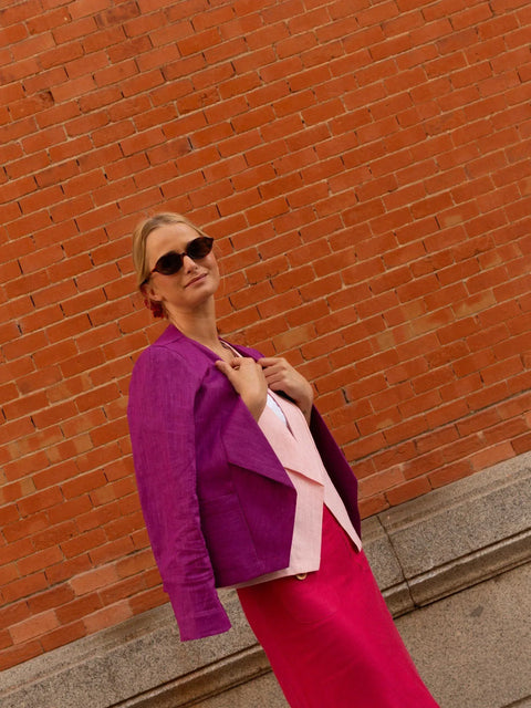 Chaqueta CAPITÁN Lino Magenta - Elegante y Ligera - Mariandrada
