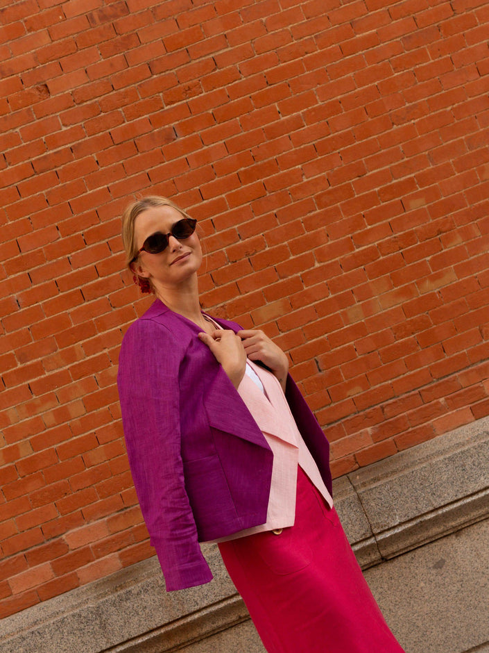 Chaqueta CAPITÁN Lino Magenta - Elegante y Ligera