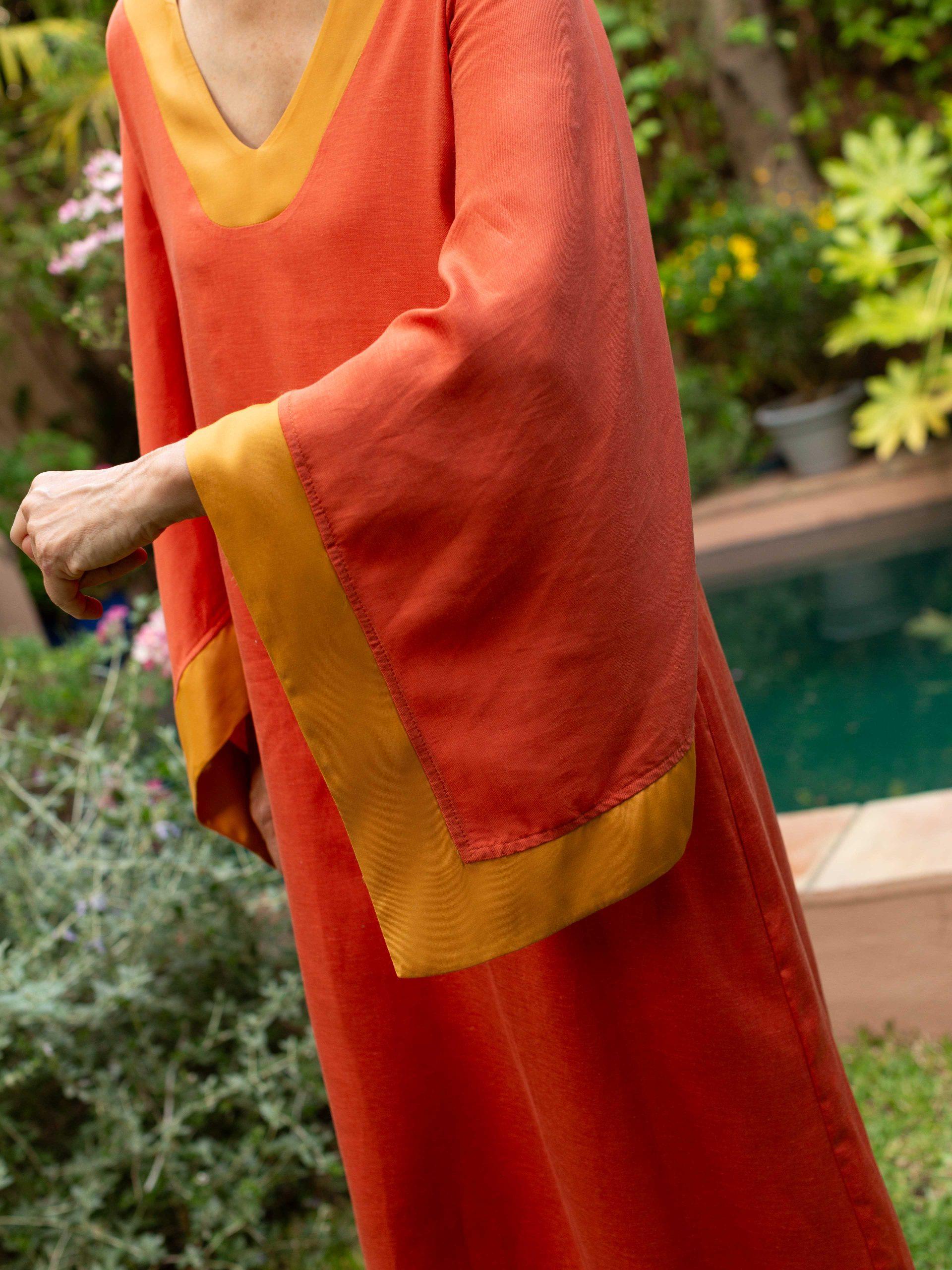 Caftán AMIRA Bicolor Naranja