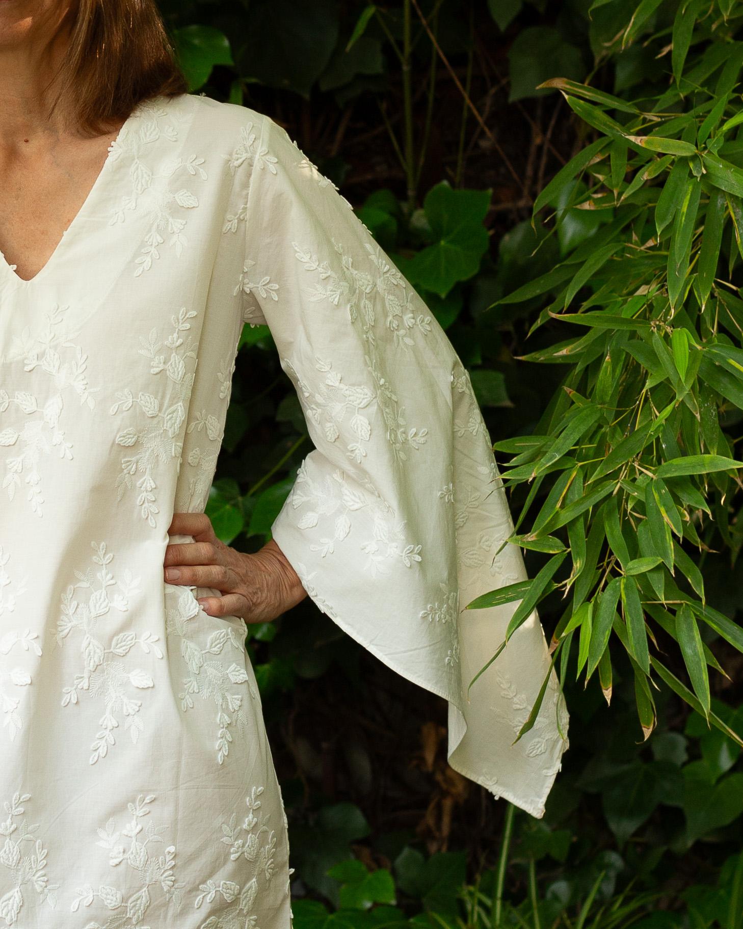 Caftán AMIRA Algodón Blanco bordado
