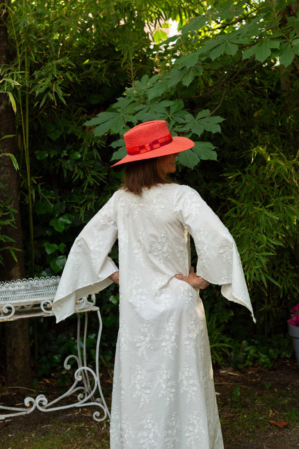 Caftán AMIRA Algodón Blanco bordado