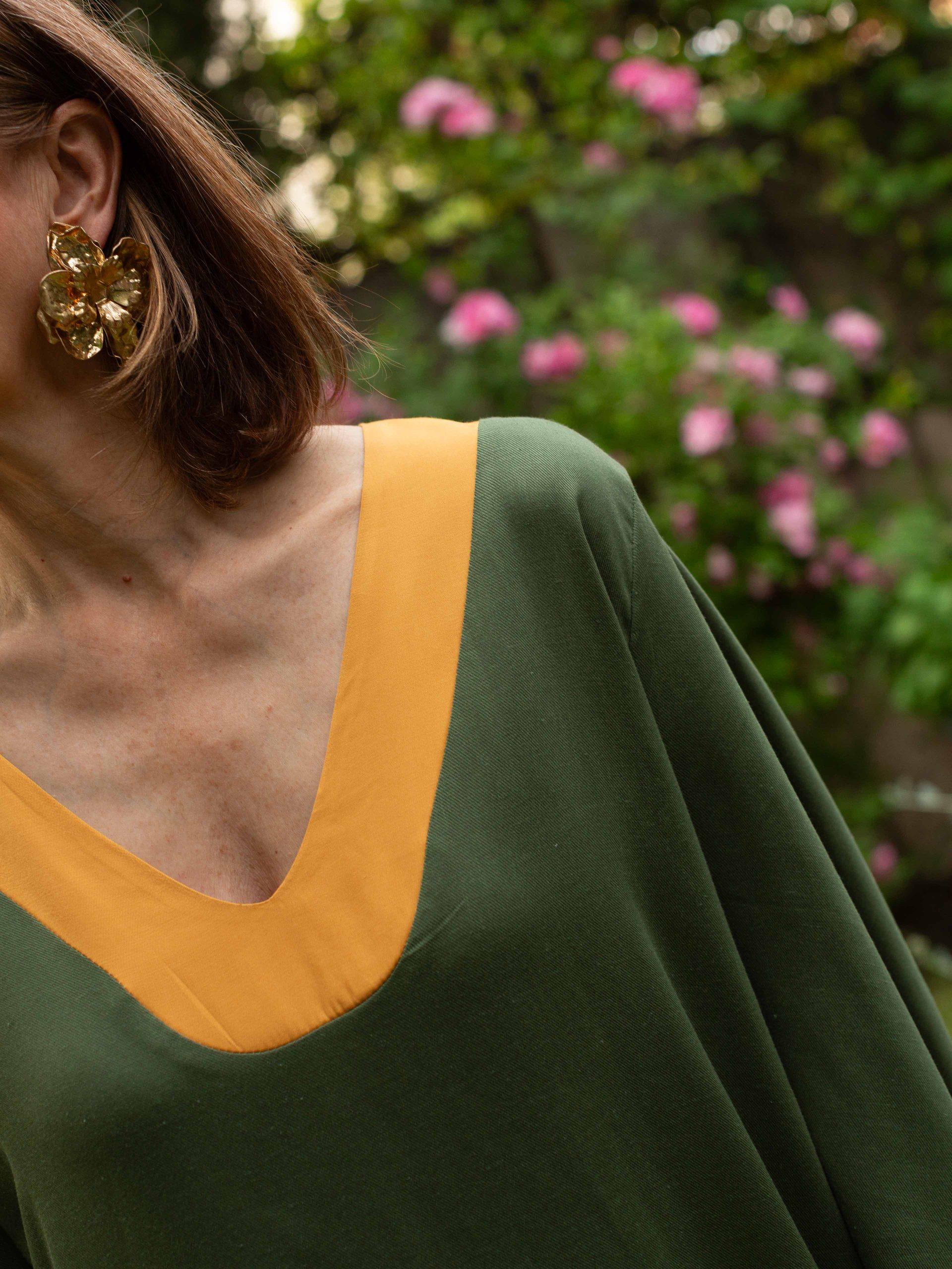 Caftán AMIRA Bicolor Verde