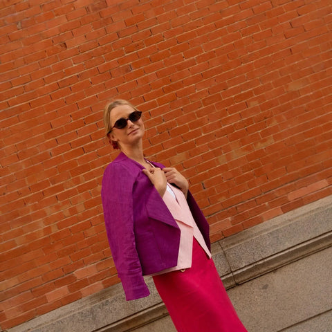 Chaqueta CAPITÁN Lino Magenta - Elegante y Ligera - Mariandrada